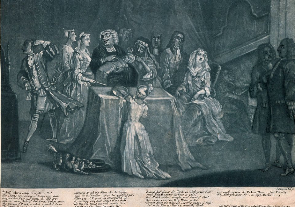 J. Sympson Junior (after William Hogarth) - Orator Henley christening a child