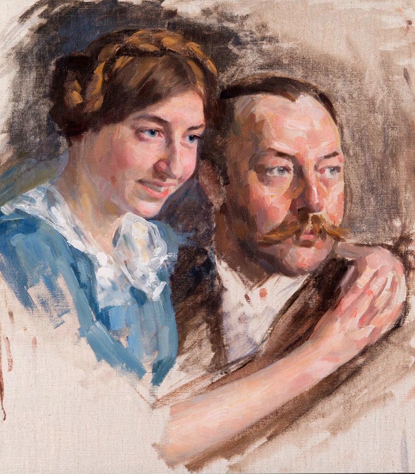 Ivana Kobilca - Študija za portret g. Schnocka in hčerke Hanni
