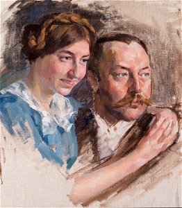 Ivana Kobilca - Študija za portret g. Schnocka in hčerke Hanni