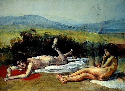 Александр А. Иванов - Два лежащих на красных и белых драпировках