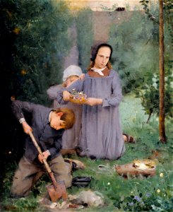 J. Alden Weir - Children Burying a Bird - 1986.1 - Smithsonian American Art Museum