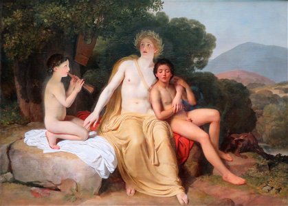 Apollo, Hyacinthus and Cyparis singing and playing by Alexander Ivanov. Free illustration for personal and commercial use.