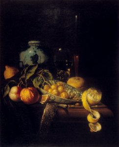 J. van Streeck - Stilleven met fruit, Chinese schaal en andere objecten - NK2453 - Cultural Heritage Agency of the Netherlands Art Collection