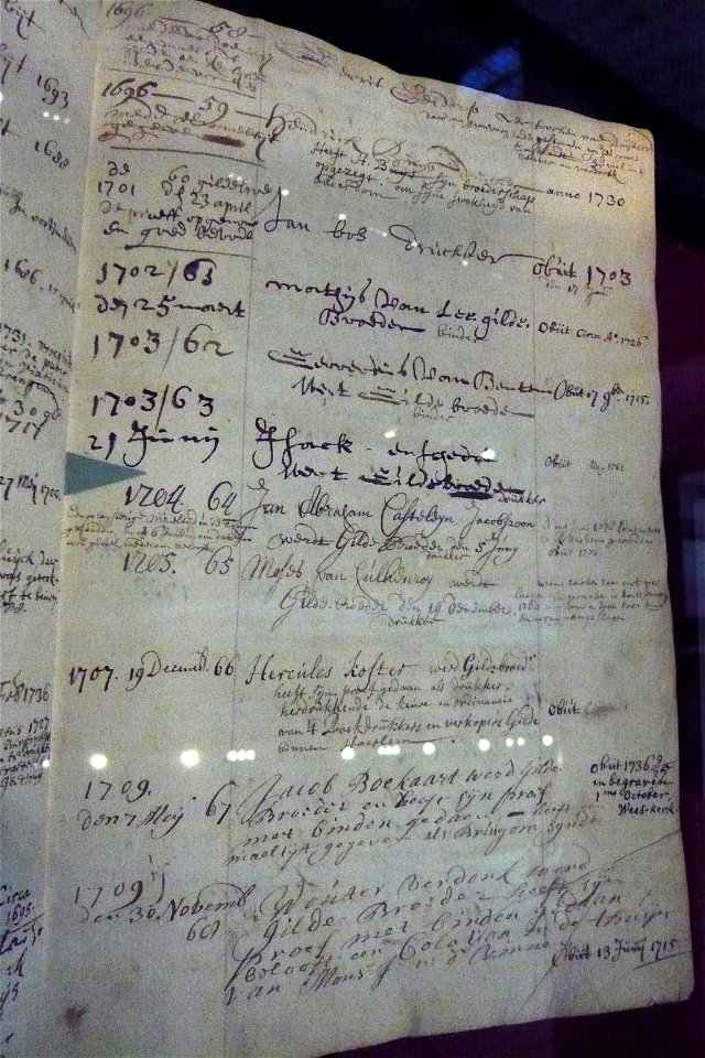 Izaak Enschedé entry in Haarlem book guild 1703