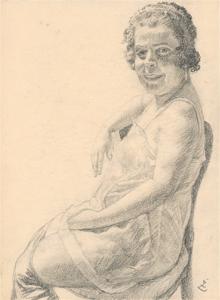 Ivan Žabota - Sitting woman in a shirt