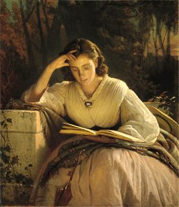 Ivan Kramskoy - Reading woman (portrait of artist's wife). Free illustration for personal and commercial use.