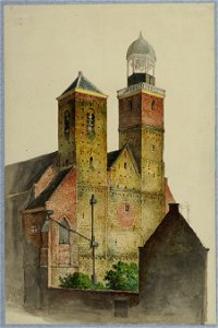 J. van Liefland - Gezicht op de westpartij van de Nicolaikerk te Utrecht