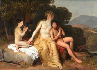 Apollo, Hyacinthus and Cyparissus Making Music and Singing by Alexander Ivanov. Free illustration for personal and commercial use.