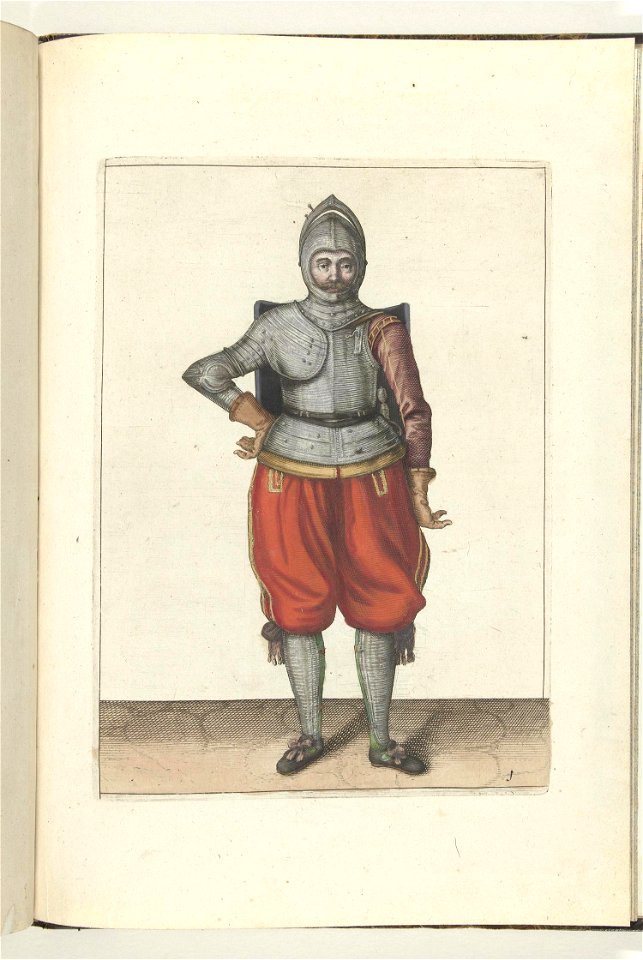 J (swordsman, color) Book illustrations of Nassausche wapen-handelinge, van schilt, spies, rappier, ende targe