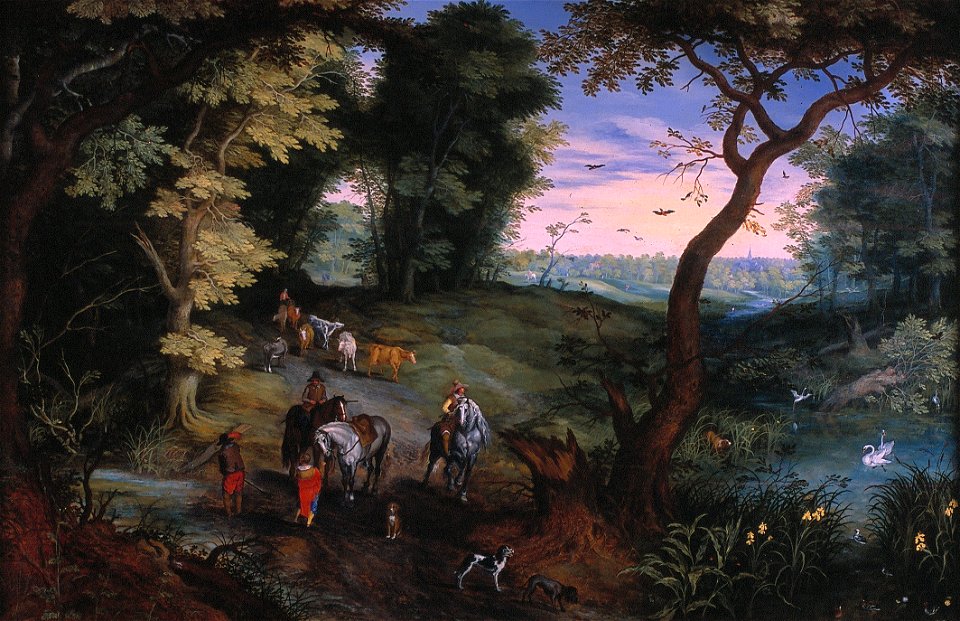 J. I Brueghel - Boslandschap met ruiters en vee - NK1795 - Cultural Heritage Agency of the Netherlands Art Collection
