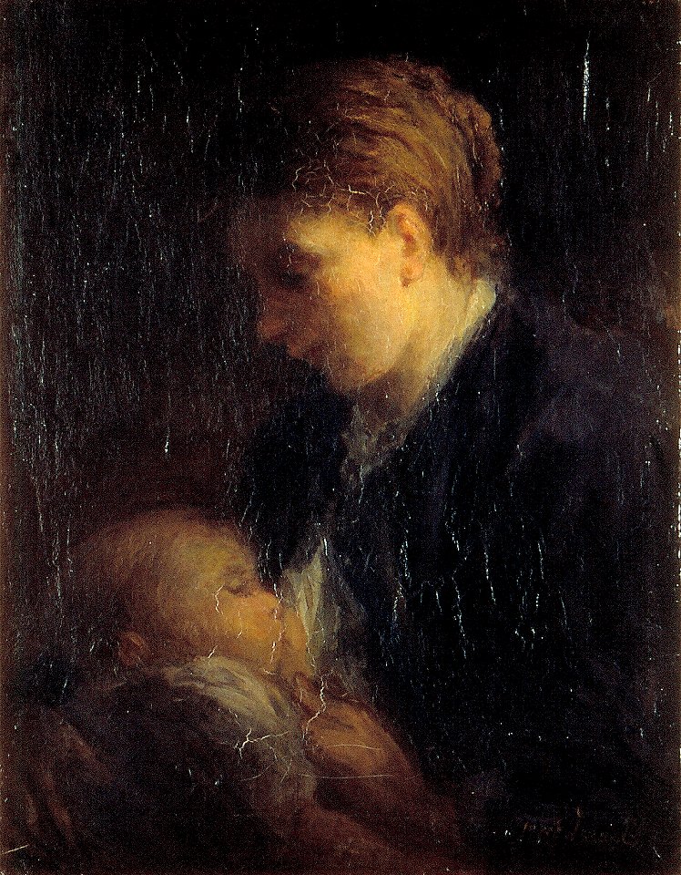 J. Israels - Vrouw geeft een kind de borst - AB9275 - Cultural Heritage Agency of the Netherlands Art Collection