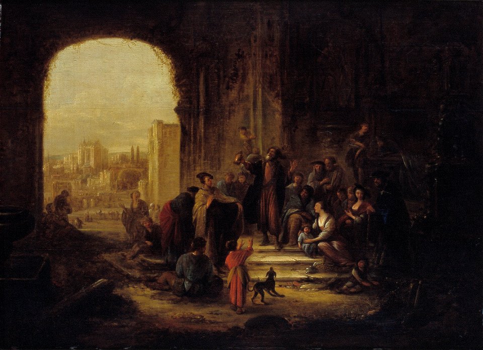 J.W. I de Wet - Diogenes probeert bij daglicht met een aangestoken lantaarn - NK2769 - Instituut Collectie Nederland