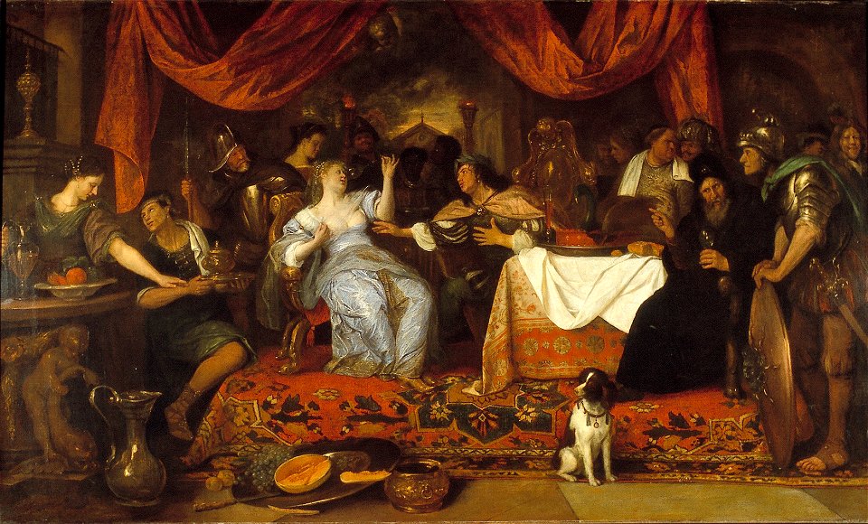 J.H. Steen - Het feestmaal van Marcus Antonius en Cleopatra - R816 - Cultural Heritage Agency of the Netherlands Art Collection