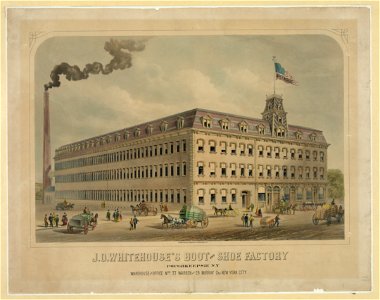 J.O. Whitehouse's boot and shoe factory, Poughkeepsie, N.Y. - The Major & Knapp Engr. Mf'g & Lith. Co., N.Y. LCCN94511019