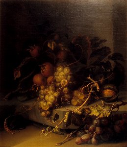 J. van Walscapelle - Stilleven met druiven, mispel en muis - DM-004-818 - Cultural Heritage Agency of the Netherlands Art Collection