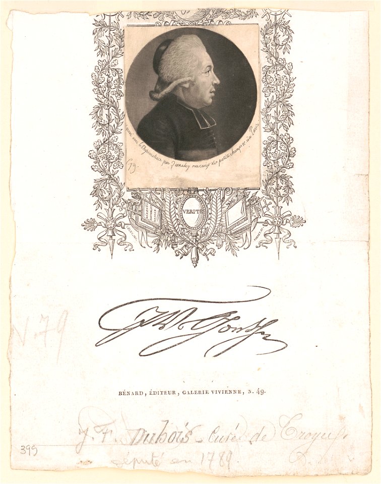 J.F. Dubois, curé de Croy(...) député in 1789 - (...) gravé avec le physionotrace par Quenedey rue croix des petits champs no. 10 á Paris. LCCN2017650343