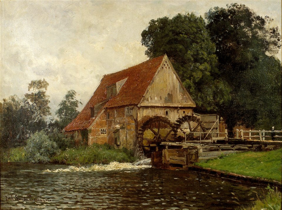 J.J. van de Sande Bakhuyzen - Watermolen te Lage (Drente) - B600 - Rijksmuseum