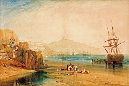 J.M.W. Turner - Scarborough town and castle- morning- boys catching crabs - Google Art Project