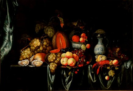 J Bourjinon - Still life with fruit and shellfish - U-50 - Auckland Art Gallery