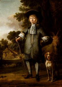 JA Rotius - Portrait of a Boy with a Dog. Free illustration for personal and commercial use.