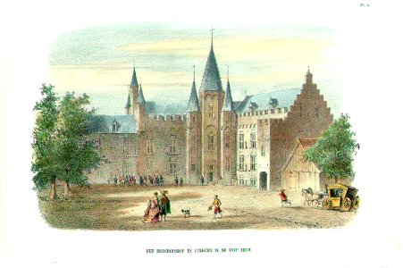 J. van Liefland - Gezicht op het Bisschopshof te Utrecht vanaf de binnenplaats