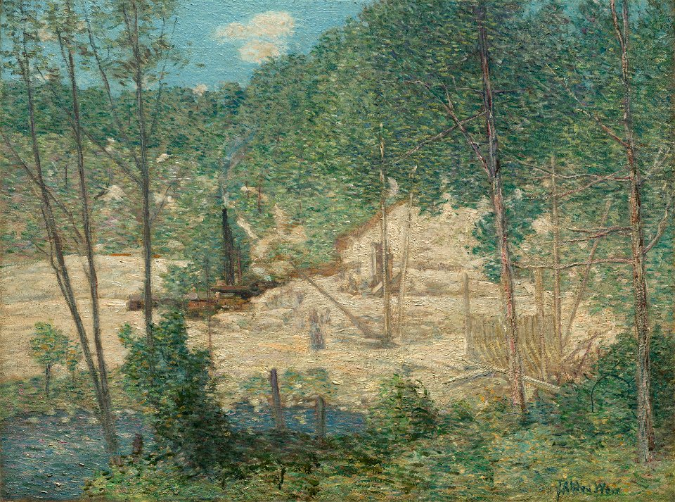J. Alden Weir (American, 1852-1919) - The Building of the Dam - 1927.171 - Cleveland Museum of Art