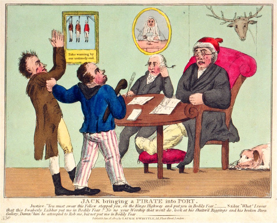 Jack bringing a Pirate into Port. (caricature) RMG PU4776