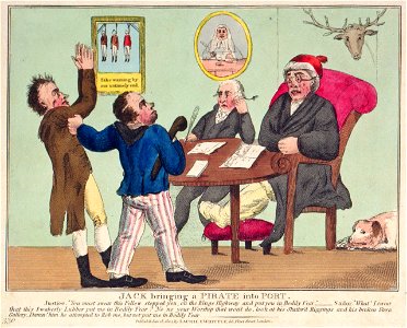 Jack bringing a Pirate into Port. (caricature) RMG PU4776