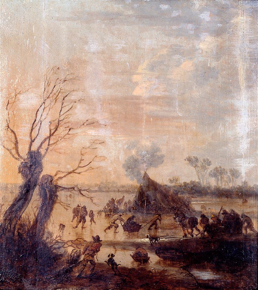 J.J. van Goyen - Bevroren meer met grote tent en schaatsers - NK3294 - Cultural Heritage Agency of the Netherlands Art Collection