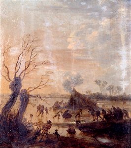 J.J. van Goyen - Bevroren meer met grote tent en schaatsers - NK3294 - Cultural Heritage Agency of the Netherlands Art Collection