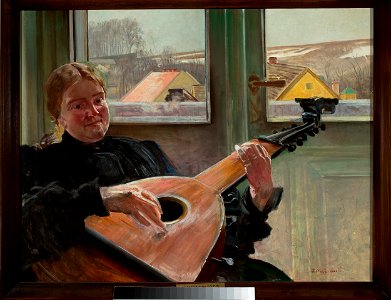 Jacek Malczewski - Portrait of artist’s sister Helena with a lute - MP 1163 - National Museum in Warsaw