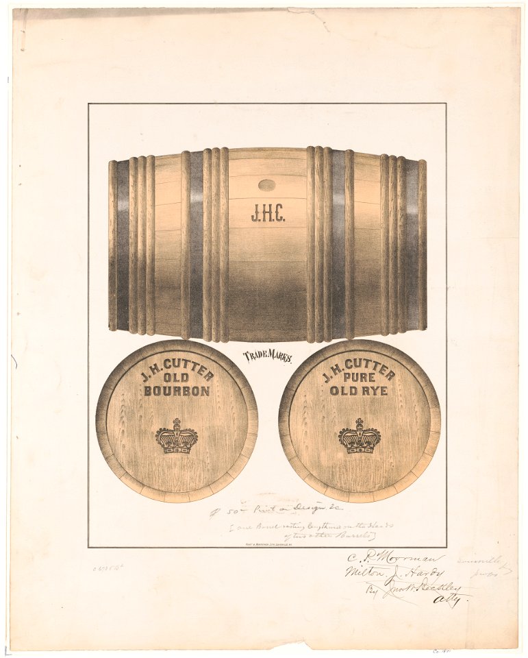 J.H. Cutter old bourbon. J.H. Cutter pure old rye LCCN2004666873