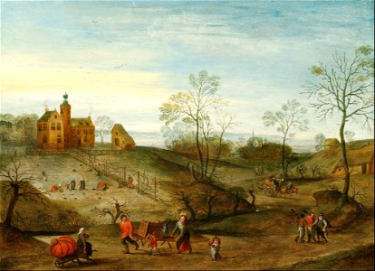 Jacob Grimmer - The preparations for winter in a panoramic landscape