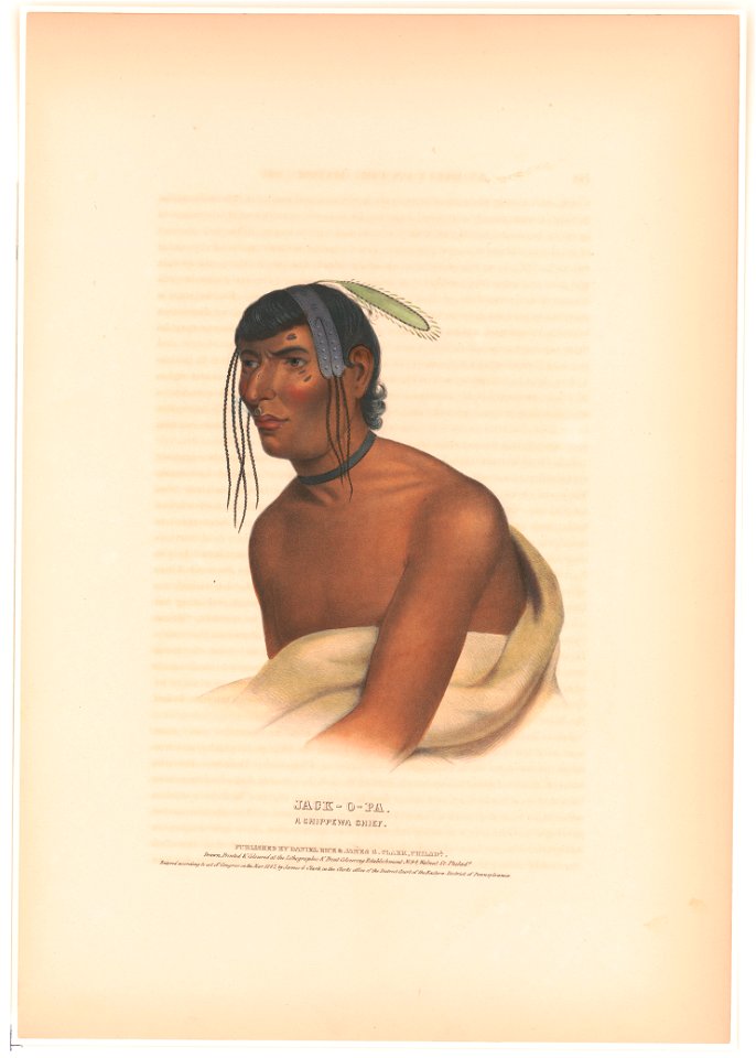 Jack-O-Pa, a Chippewa chief - drawn, printed & colorued at the Lithographic & Print Colouring Establishment No. 94, Walnut St. LCCN2013645335