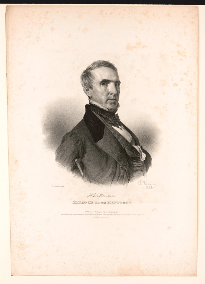 J.J. Crittenden, senator from Kentucky - from life on stone by Chs. Fenderich 1841. LCCN2003655019