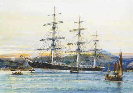 Jack Spurling - The square-rigged Australian clipper „Old Kensington“ lying on her mooring