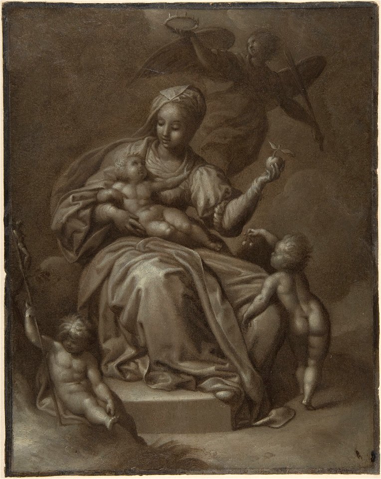 Jacob de Backer - Virgin and Child, and Saint John the Baptist