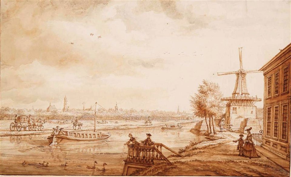 Jacob Elias la Fargue - Trekvliet met trekschuit bij Den Haag