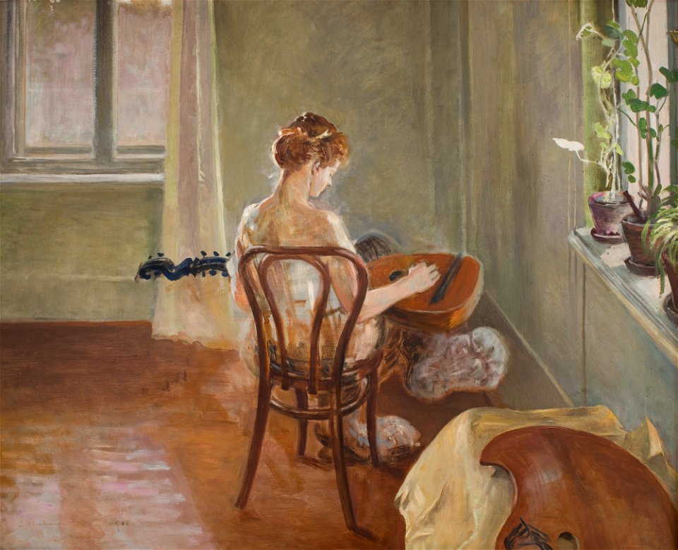 Jacek Malczewski - Interior with the Chimera Playing the Guitar - MNK II-b-1323 - National Museum Kraków