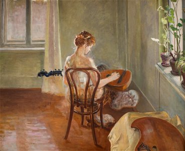 Jacek Malczewski - Interior with the Chimera Playing the Guitar - MNK II-b-1323 - National Museum Kraków
