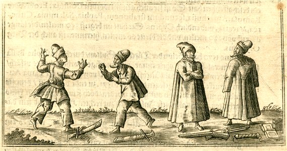 Jacob Breuning and his companion Carlier de Pinon in traveling costumes during their return journey to Europe (from Trip - Breuning Von Buchenbach Hans Jacob - 1612