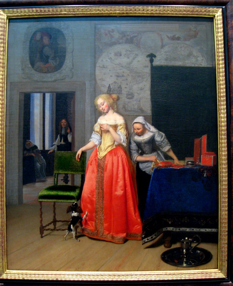 Jacob Ochtervelt - Lady with Servant and Dog, c. 1671-1673 - IMG 0725