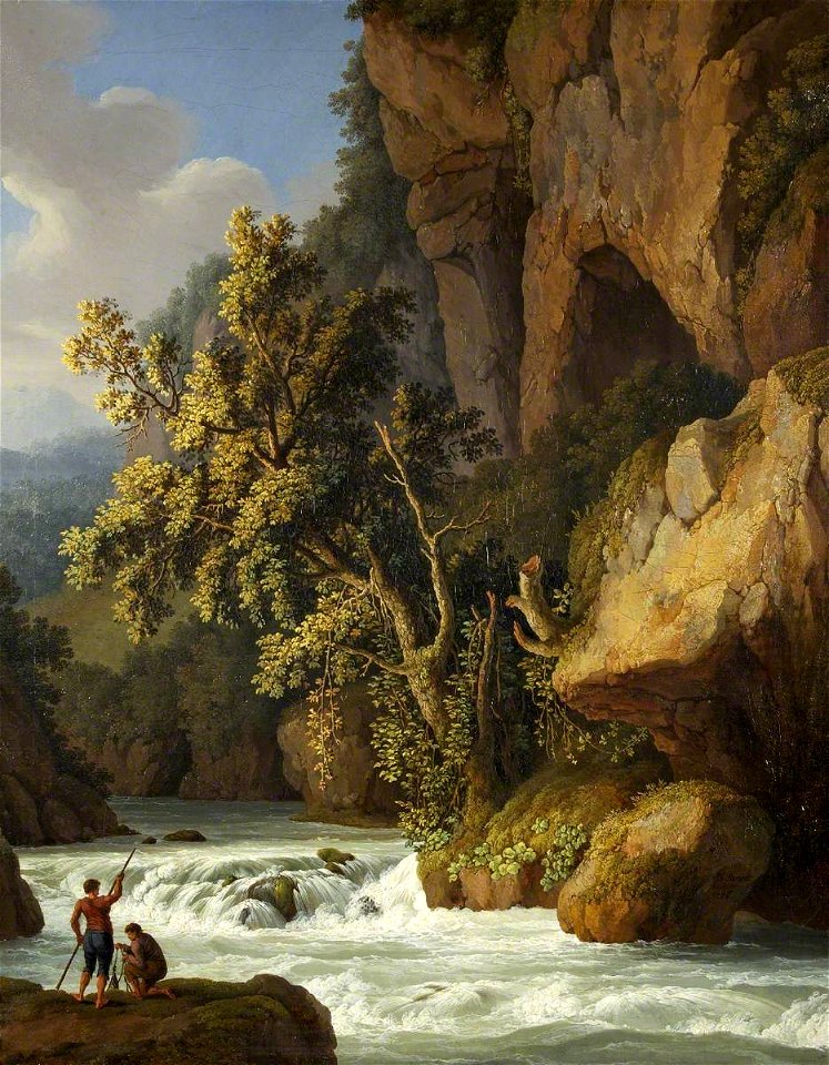 Jacob Philipp Hackert (1737-1807) - Rocky Landscape with Anglers - 732270 - National Trust