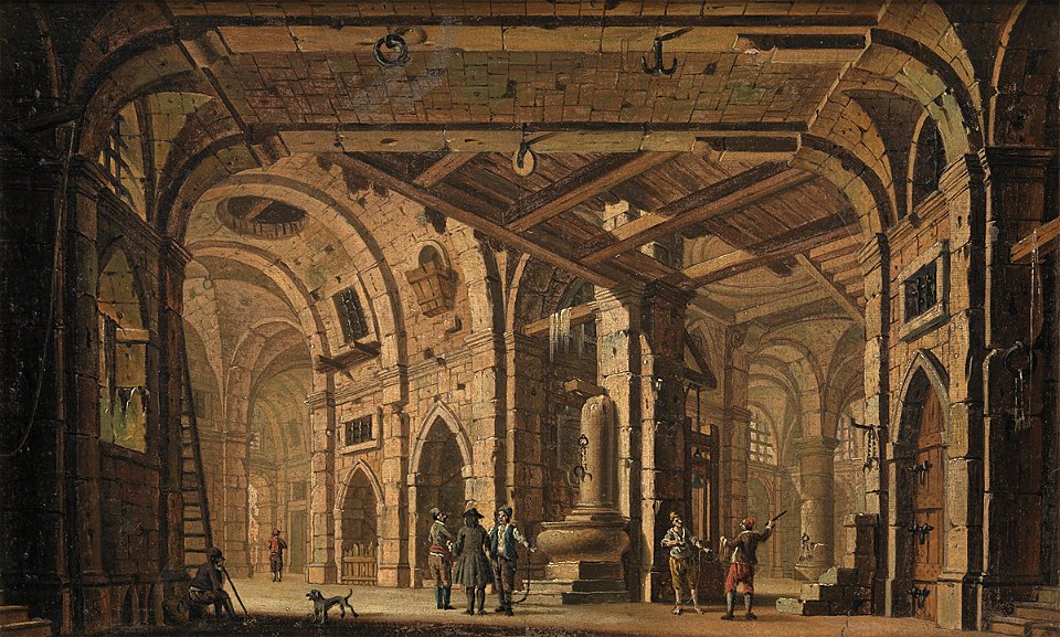 Jacob Fabris - Fængselsdekoration med fanger og fangevogtere - KMS8664 - Statens Museum for Kunst