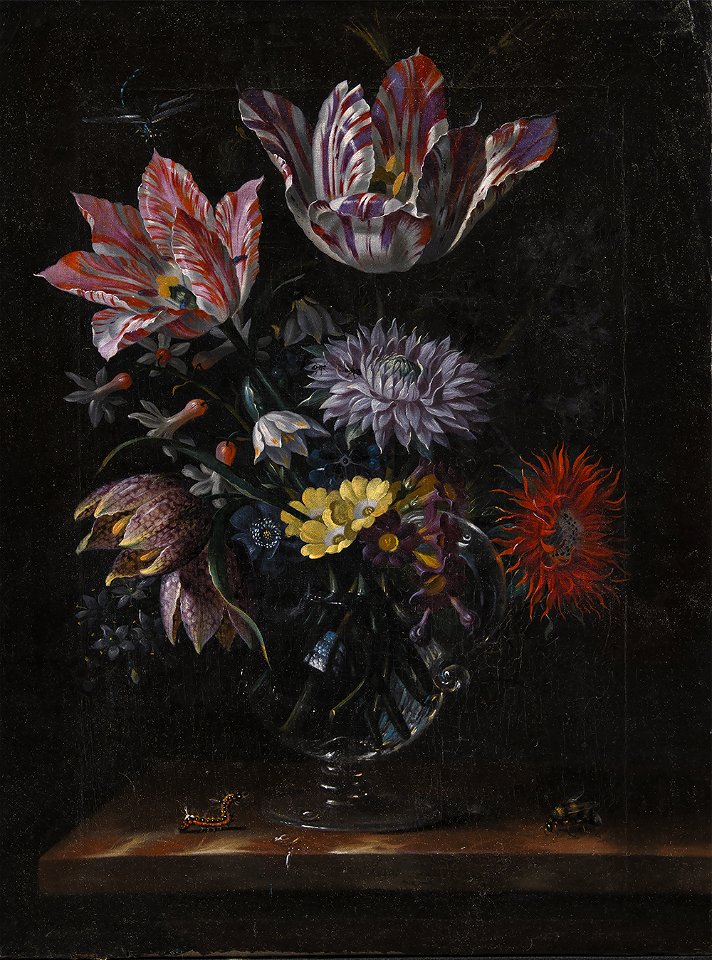 Jacob Marrel - A Glass Vase with Flowers - KMS767 - Statens Museum for Kunst