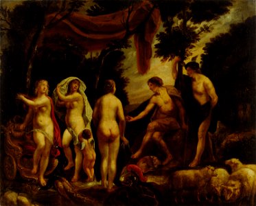 Jacob Jordaens (Circle of) - The judgement of Paris. Free illustration for personal and commercial use.