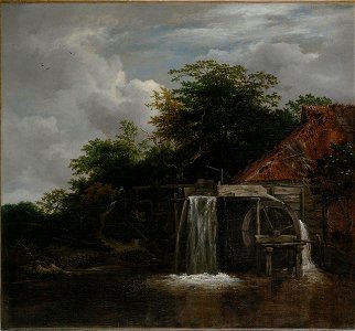 Jacob van Ruisdael - Watermill - NGV. Free illustration for personal and commercial use.