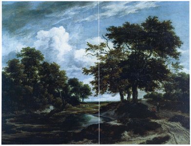 Jacob van Ruisdael - Wooded Landscape with a Pond and Shepherds
