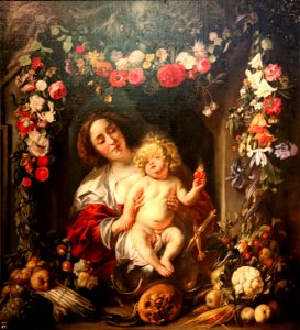 Jacob Jordaens-Marie-Jésus-couronne de fleurs