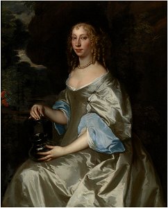 Jacob Huysmans (Attr.) - Portrait of a lady, half-length, wearing a grey satin gown